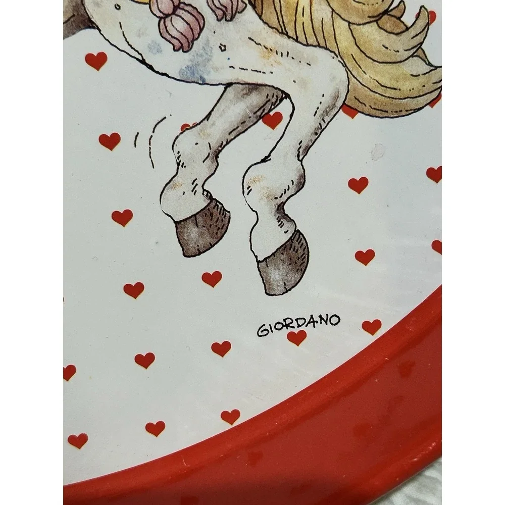 VTG  1991 Giordano / Giftco Santa Riding A Carousel Horse Round Metal Tin Tray